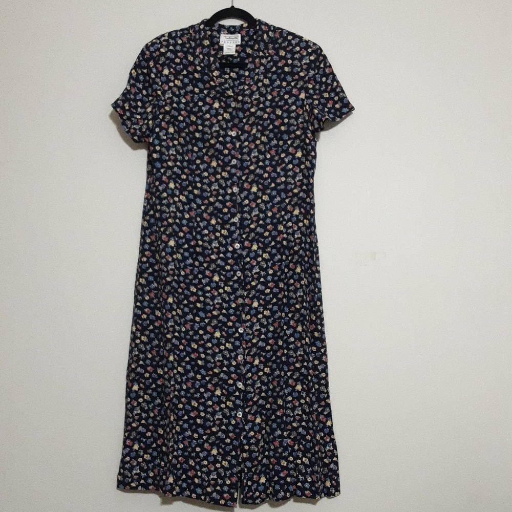 Talbots Navy Floral Midi Dress